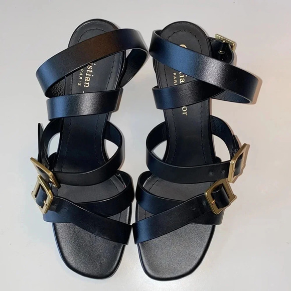 Christian Dior Double D Black Heeled Sandal Sz 37 - Picture 4 of 11
